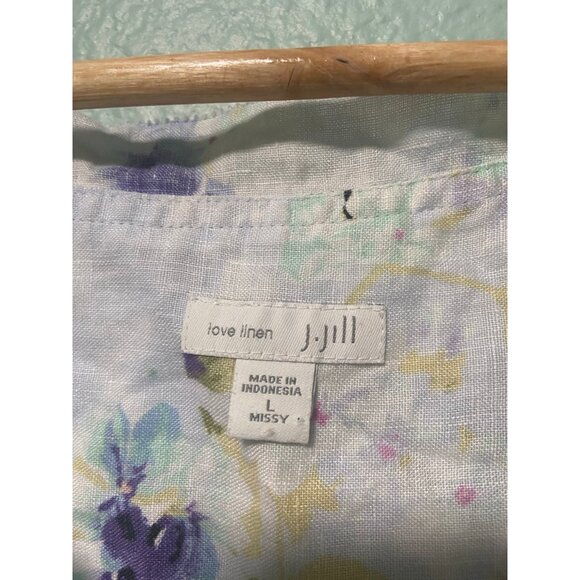 J Jill Women's Floral 100% Linen Midi Dress Size Large Missy - Picture 4 of 9